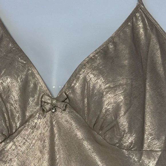 Linea Donatella Women's XL Gold Shimmer cool flowing nighty adjustable strap NWT - Picture 3 of 6
